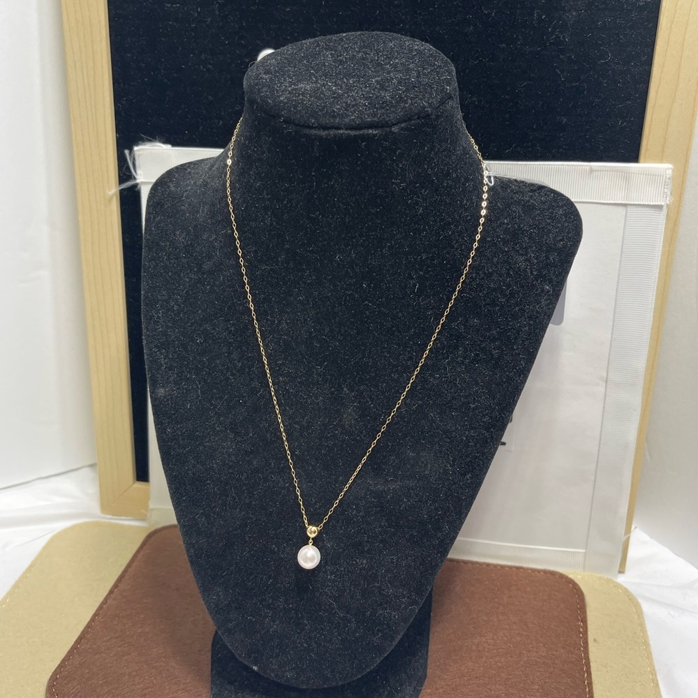 18 k Gold Necklace with 7 mm Akoya Pearl Pendant size 18 inches. - Picture 7 of 12